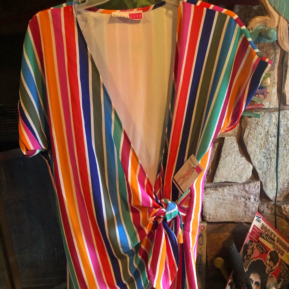 Nwt rebellia striped wrap dress medium